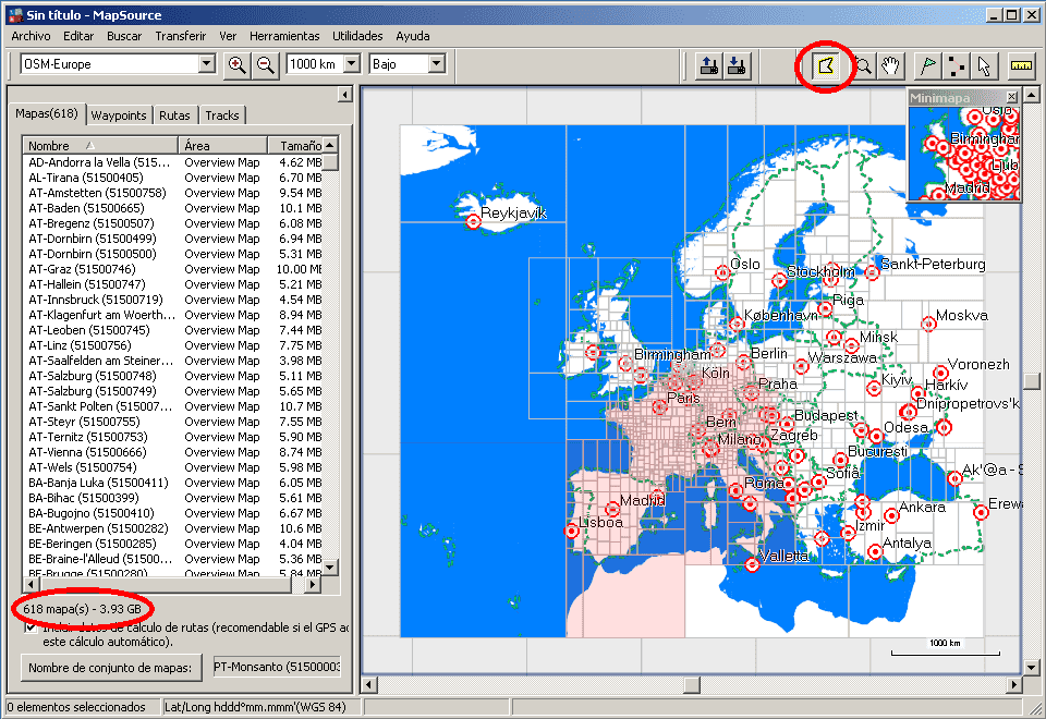 Sélectionner tuiles-MapSource